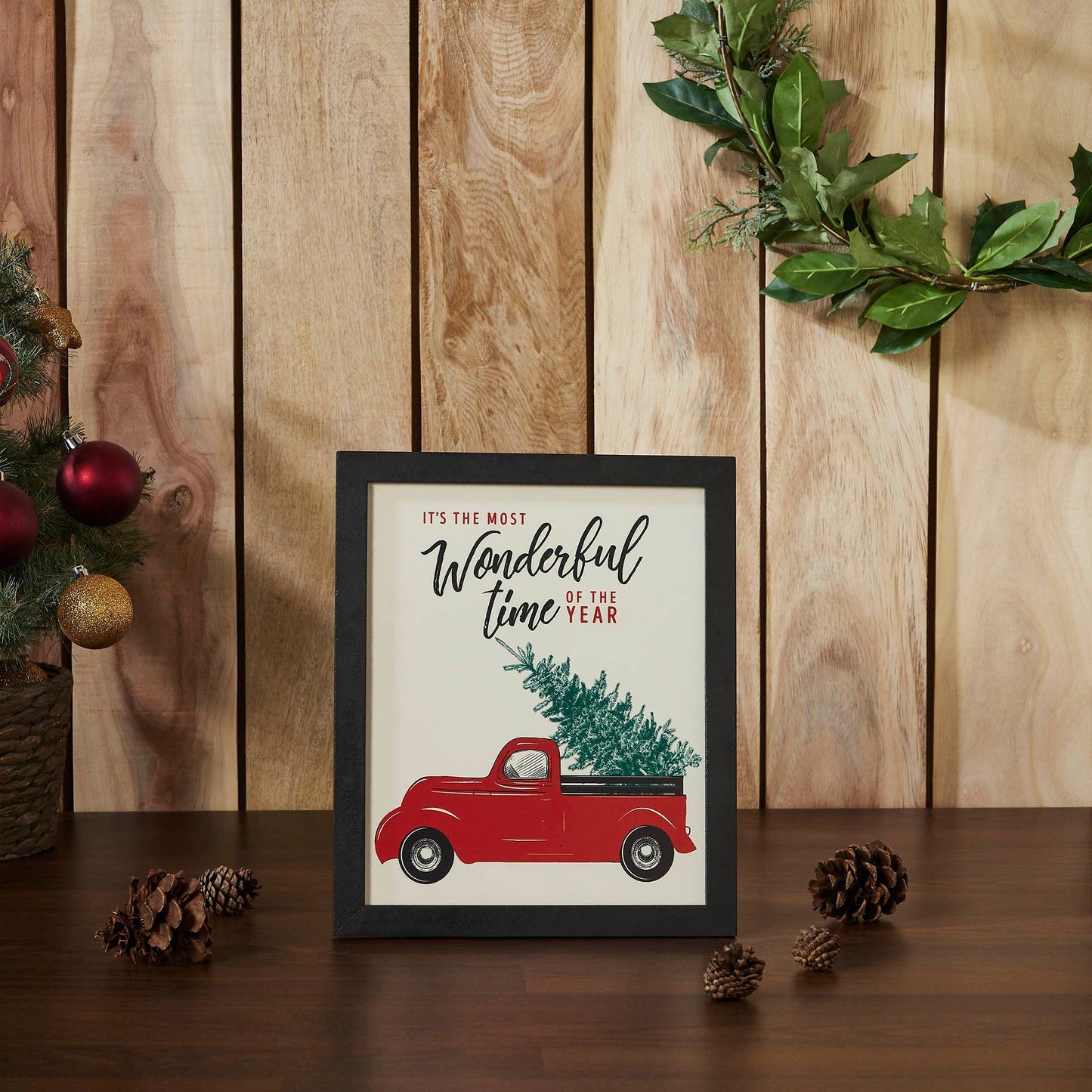 It's The Most Wonderful Time Truck Framed Wall Hanging Sign