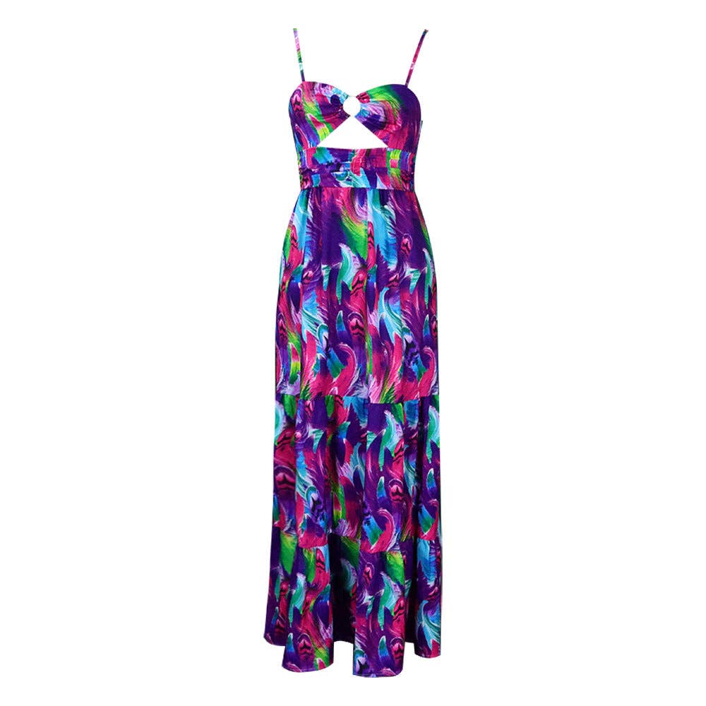 Summer Maxi Dress- Spaghetti Strap, Floral Print, Sexy Swing Dress – Over  the Moon