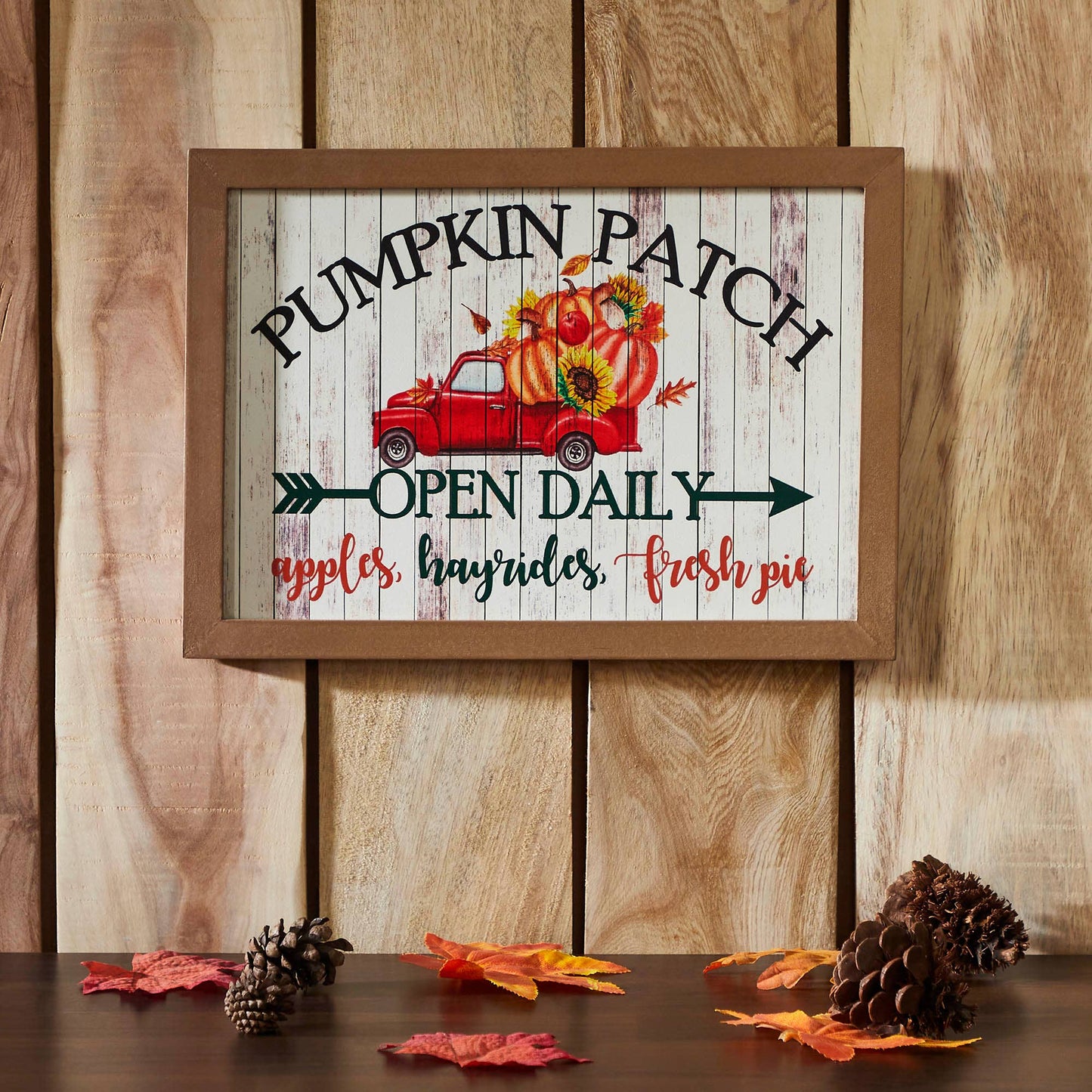 Shiplap Pumpkin Patch Red Truck Wall Sign