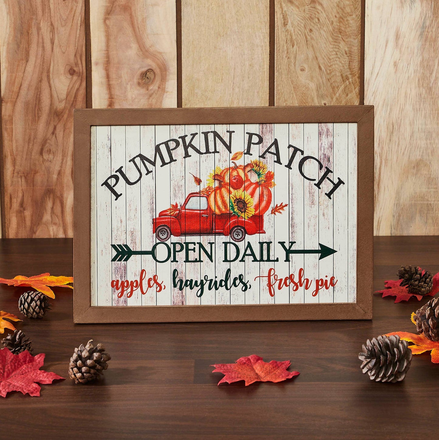 Shiplap Pumpkin Patch Red Truck Wall Sign