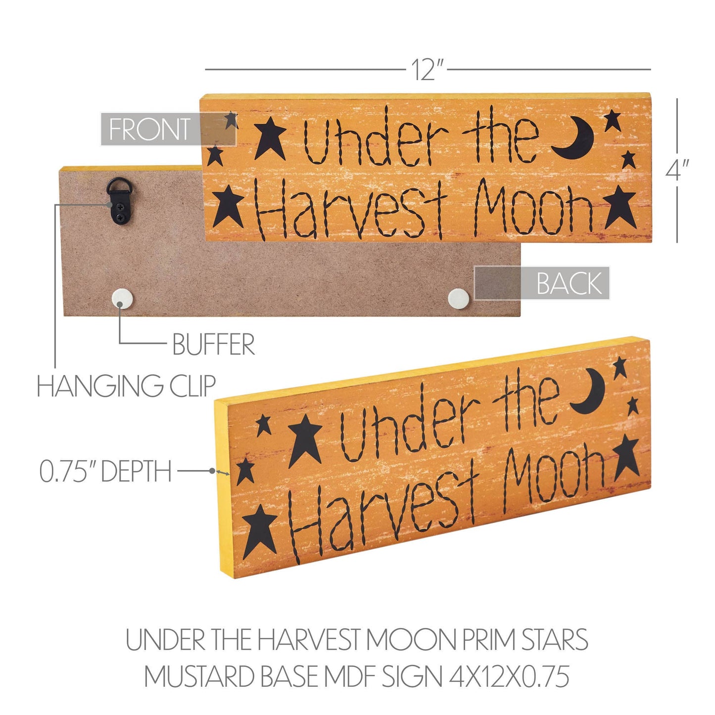 Under The Harvest Moon Prim Stars Mustard Base MDF Sign