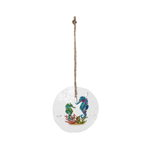 Christmas Seahorse Sand Dollar Ornament