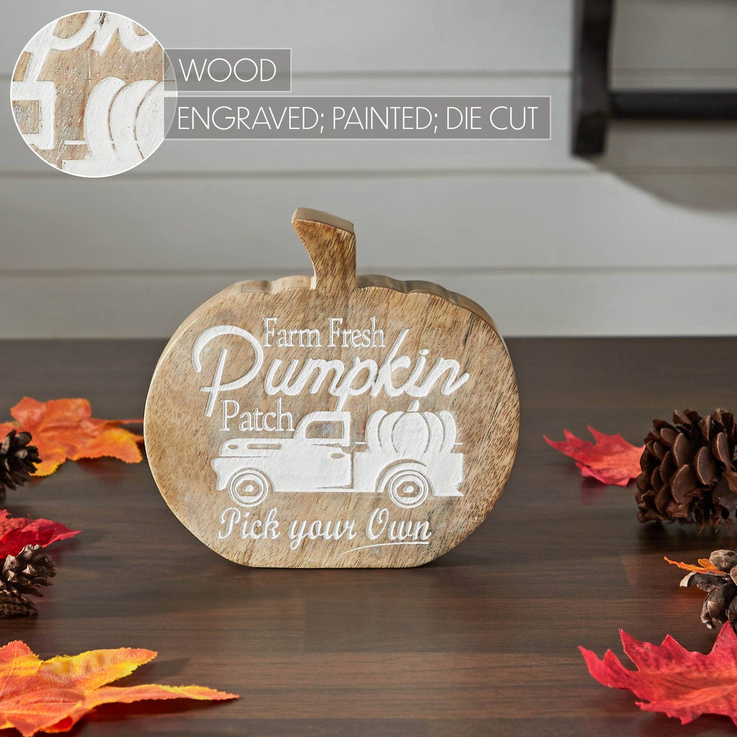 Farm Fresh Pumpkin Patch Pumpkin Shaped Wood Decor