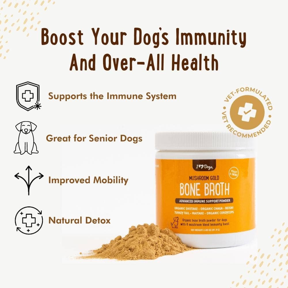 IHeartDogs Mushroom Bone Broth For Dogs Immune Support Powder - 90 scoops - Faire