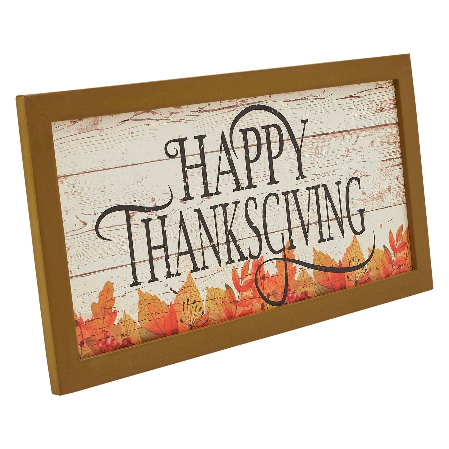 Shiplap Happy Thanksgiving Fall Leaves Wall Sign