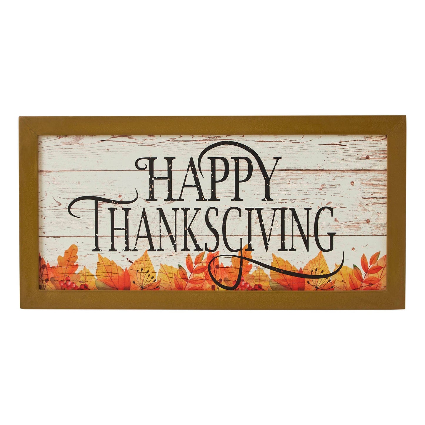 Shiplap Happy Thanksgiving Fall Leaves Wall Sign