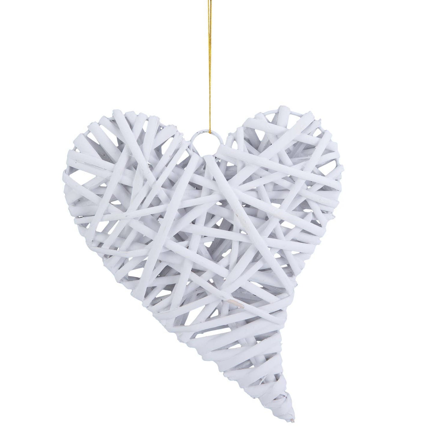 Christmas White Wicker Heart Large Ornament