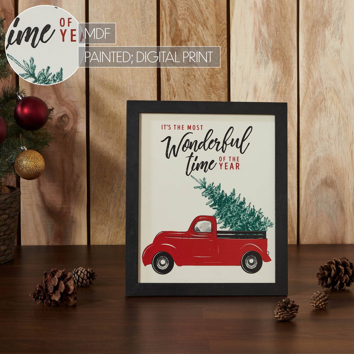 It's The Most Wonderful Time Truck Framed Wall Hanging Sign