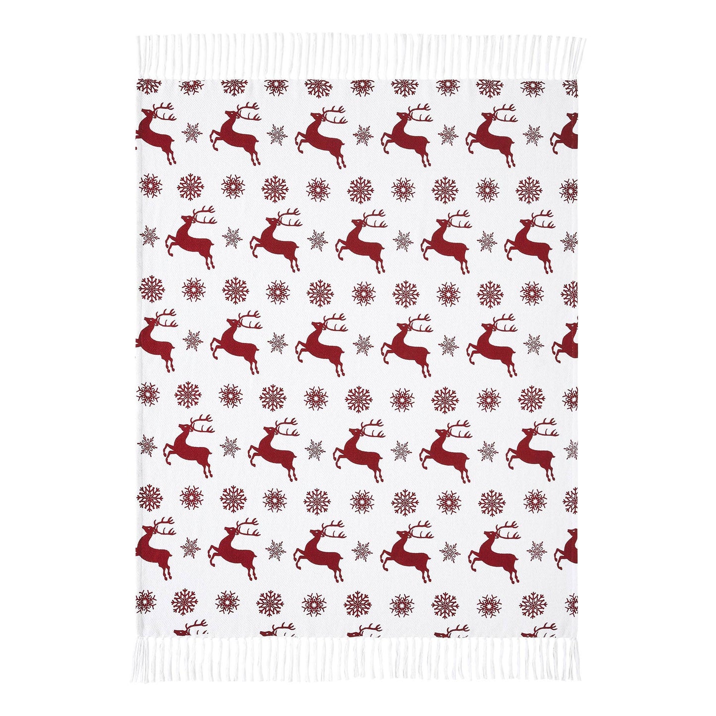 Scandia Snowflake Red White Woven Throw