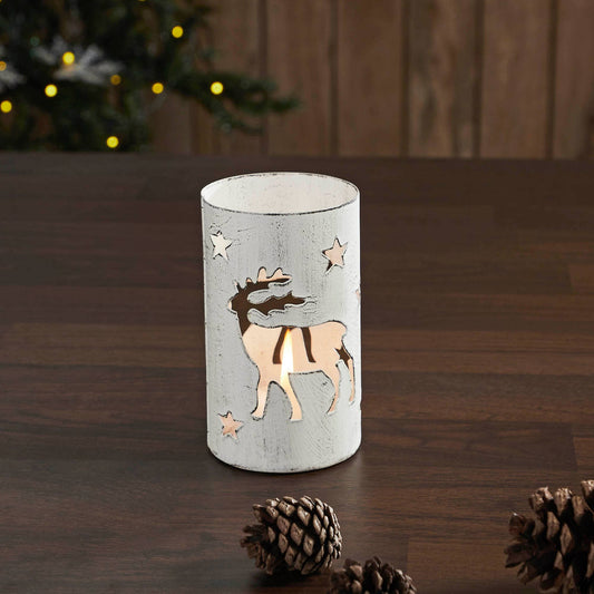 Votive Candle Holder Reindeer White