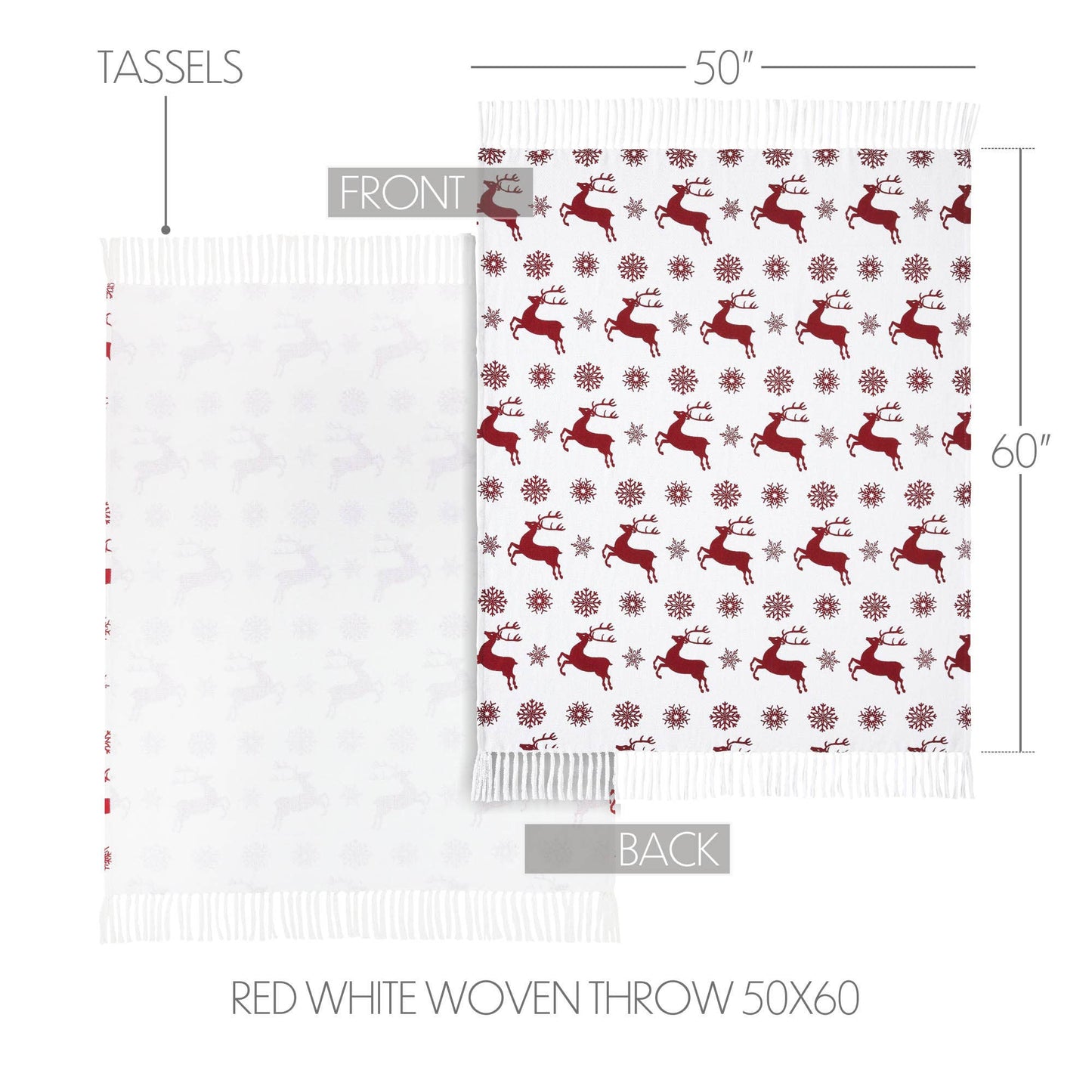 Scandia Snowflake Red White Woven Throw