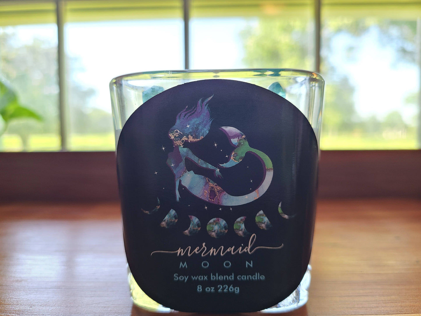 Clearance- Mermaid Moon Crystal candle