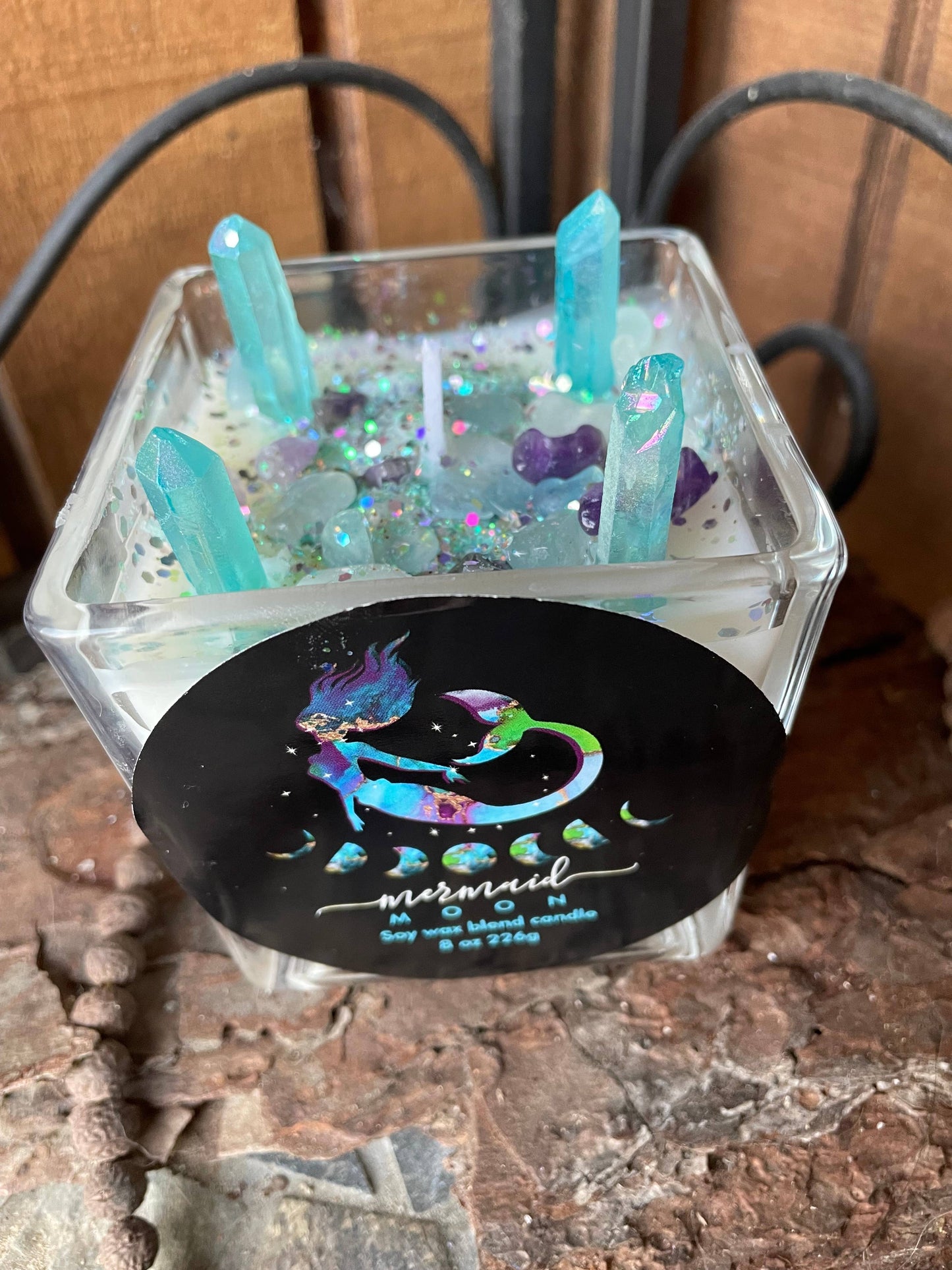 Clearance- Mermaid Moon Crystal candle