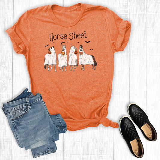 Clearance- Halloween Horse Sheet Ghost Horses Graphic Tee