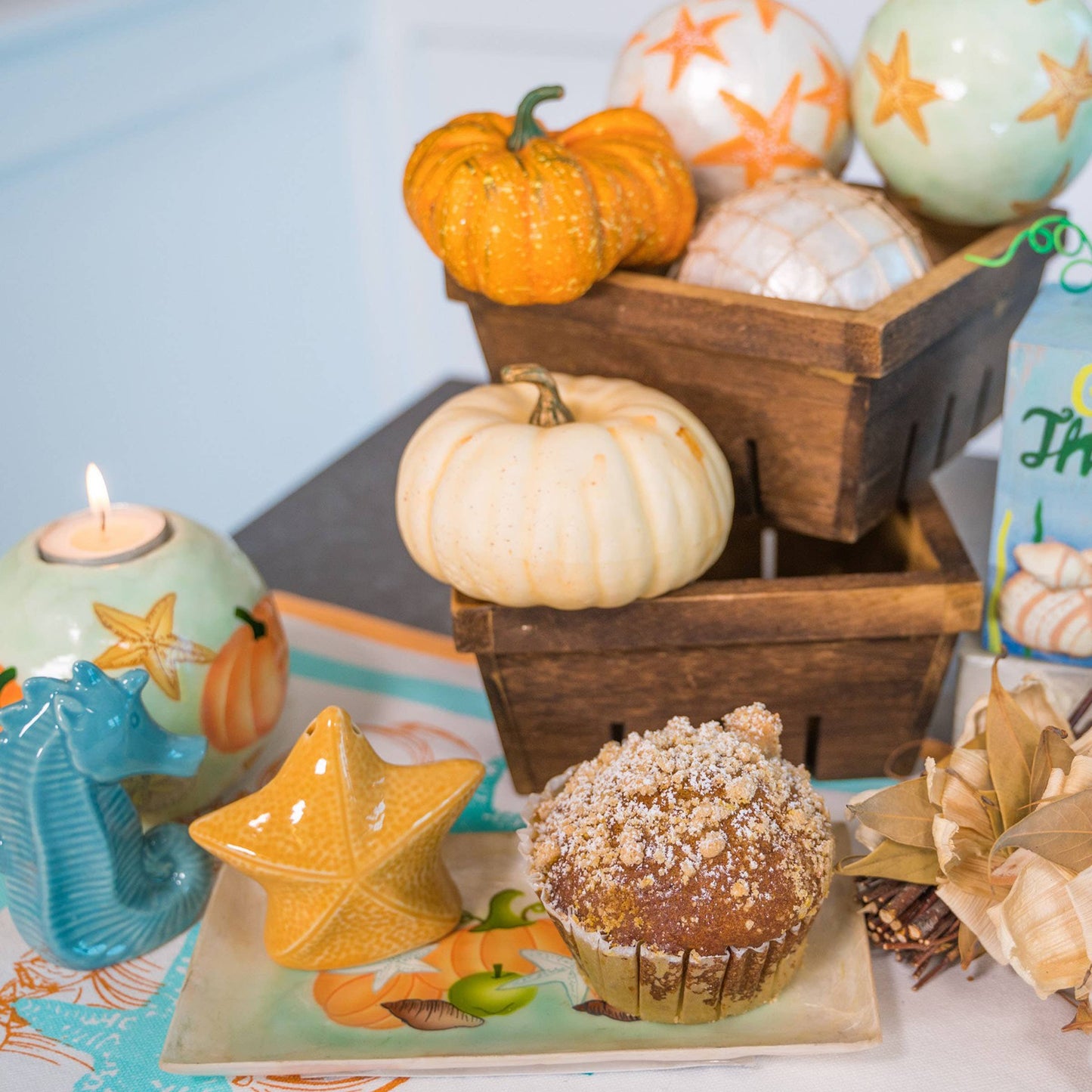 Fall/Harvest Pumpkin Capiz Decorative Tray